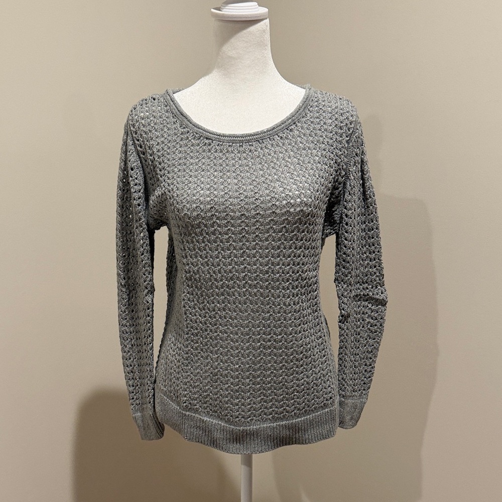 The Gap, Gray and Silver Women's Open stitch Sweater